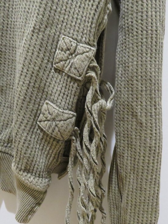 FREE PEOPLE FP ONE Cropped Interlaken Thermal Top Moss Green Small Boho Casual - Picture 14 of 15